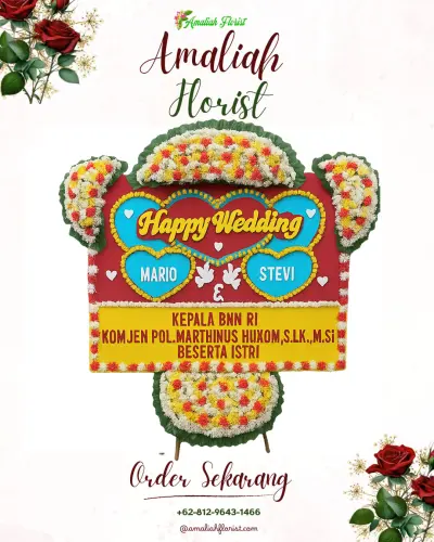 Karangan Papan Bunga Pernikahan di Jati Mulya